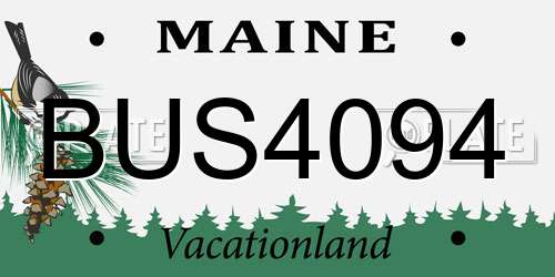 BUS4094 Maine License Plate