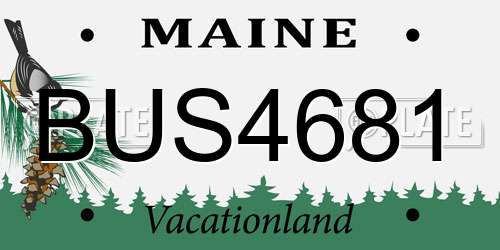 BUS4681 Maine License Plate