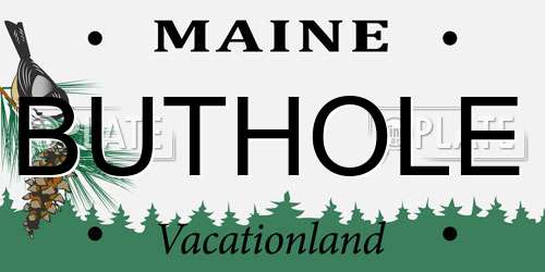 BUTHOLE Maine License Plate