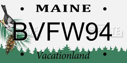 BVFW94 Maine License Plate