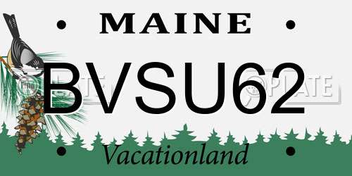 BVSU62 Maine License Plate