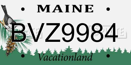 BVZ9984 Maine License Plate