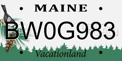 BW0G983 Maine License Plate