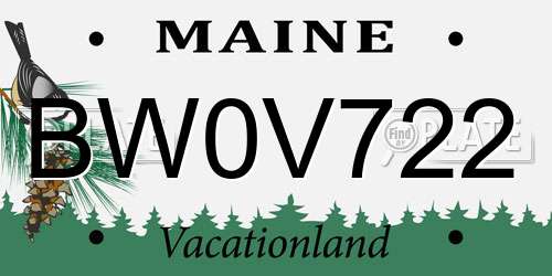 BW0V722 Maine License Plate