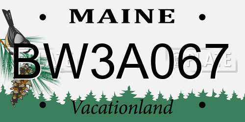 BW3A067 Maine License Plate