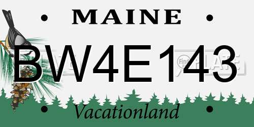 BW4E143 Maine License Plate