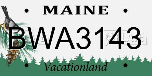 BWA3143 Maine License Plate