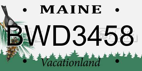 BWD3458 Maine License Plate