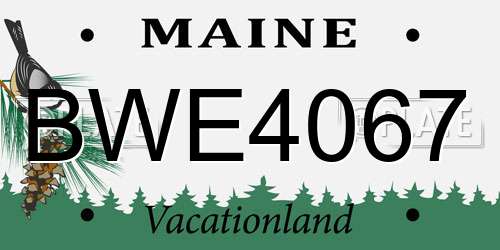 BWE4067 Maine License Plate
