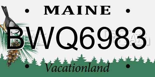 BWQ6983 Maine License Plate
