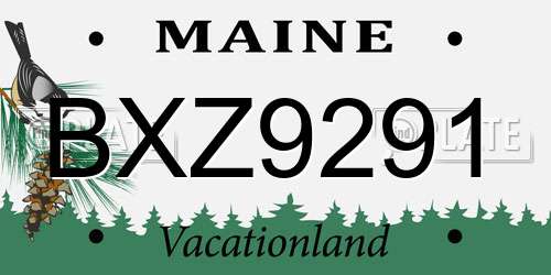 BXZ9291 Maine License Plate
