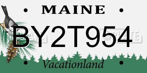 BY2T954 Maine License Plate