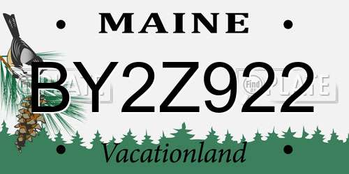 BY2Z922 Maine License Plate