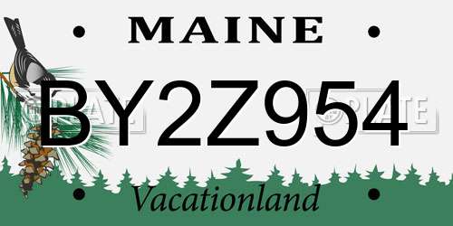 BY2Z954 Maine License Plate