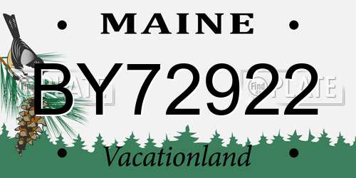 BY72922 Maine License Plate