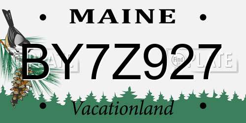 BY7Z927 Maine License Plate
