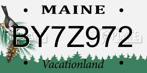 BY7Z972 Maine License Plate