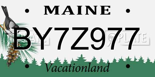 BY7Z977 Maine License Plate