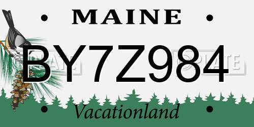 BY7Z984 Maine License Plate