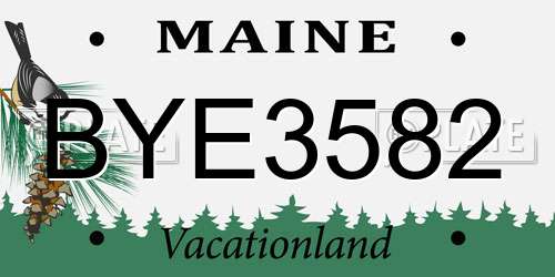 BYE3582 Maine License Plate