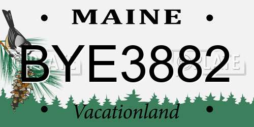 BYE3882 Maine License Plate