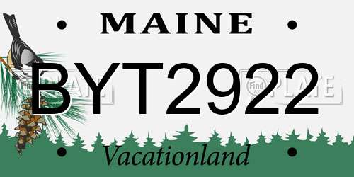 BYT2922 Maine License Plate