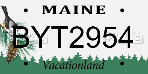BYT2954 Maine License Plate