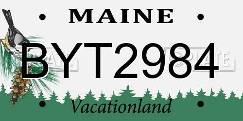 BYT2984 Maine License Plate