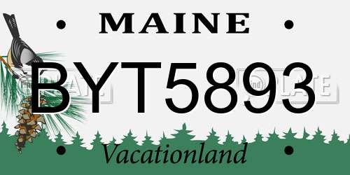 BYT5893 Maine License Plate
