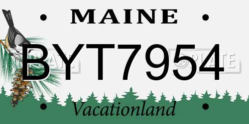 BYT7954 Maine License Plate