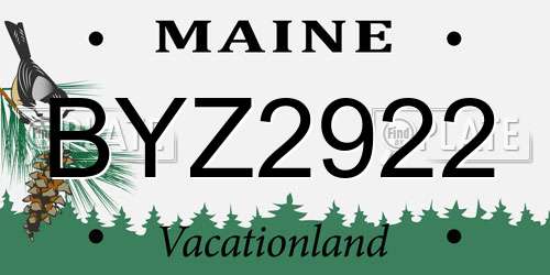 BYZ2922 Maine License Plate