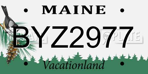 BYZ2977 Maine License Plate