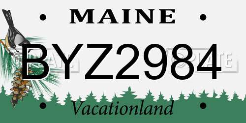 BYZ2984 Maine License Plate