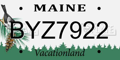 BYZ7922 Maine License Plate