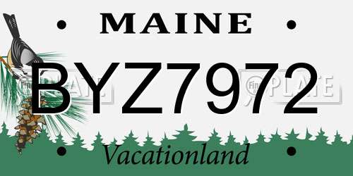 BYZ7972 Maine License Plate