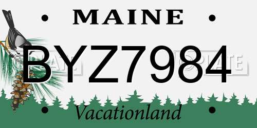 BYZ7984 Maine License Plate
