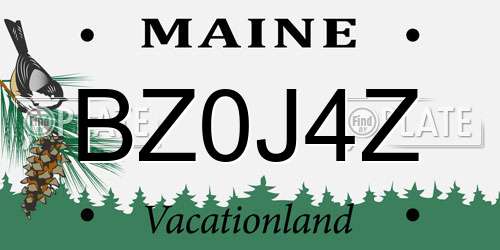 BZ0J4Z Maine License Plate