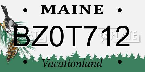 BZ0T712 Maine License Plate