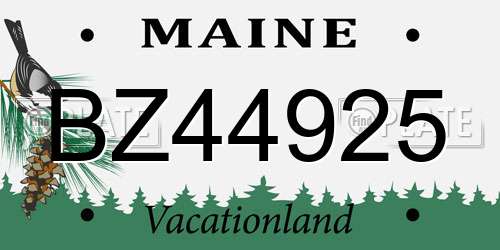 BZ44925 Maine License Plate