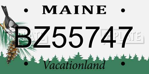 BZ55747 Maine License Plate