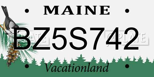 BZ5S742 Maine License Plate