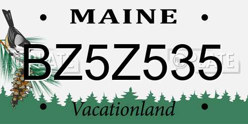 BZ5Z535 Maine License Plate