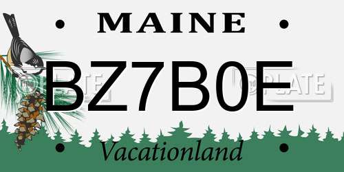 BZ7B0E Maine License Plate