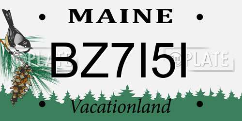 BZ7I5I Maine License Plate