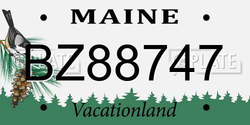 BZ88747 Maine License Plate