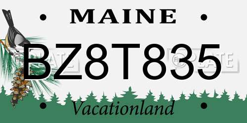 BZ8T835 Maine License Plate