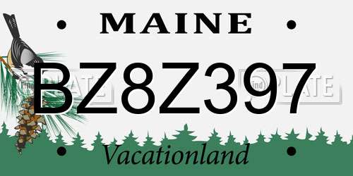 BZ8Z397 Maine License Plate