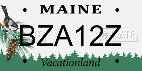 BZA12Z Maine License Plate