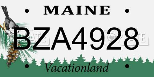 BZA4928 Maine License Plate