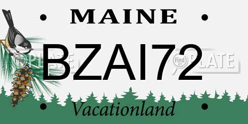 BZAI72 Maine License Plate